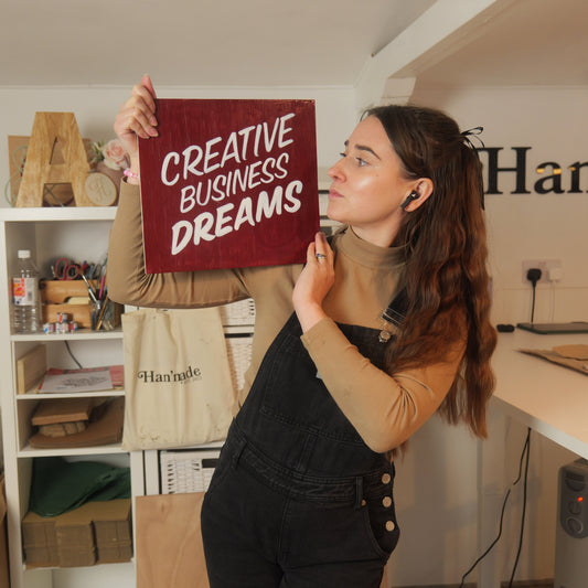 Original Hand-Painted "Creative Business Dreams" Wooden Sign – Inspiring Decor for Small Business Owners